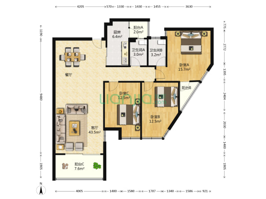 骋望·骊都（南区） 3室1厅2卫 133平方