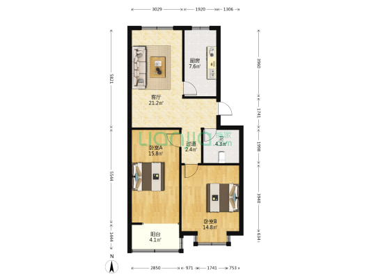 前姚小区 2室1厅1卫 89平方