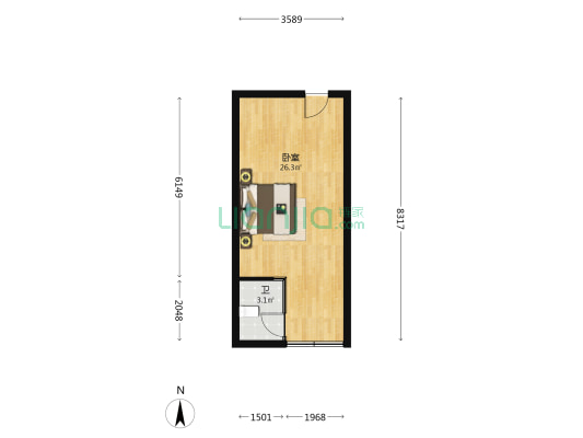 丽园金都 1室0厅1卫 46平方