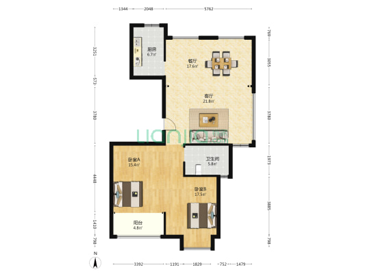 锦盛花苑 2室2厅1卫 113平方