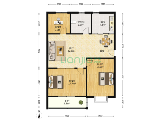 通州星源城 3室1厅1卫 108平方