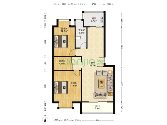 华夏清水湾 2室1厅1卫 102平方