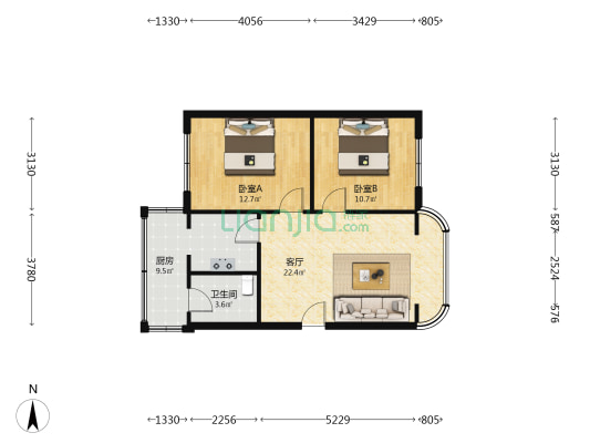 承顺街63号 2室1厅1卫 69平方