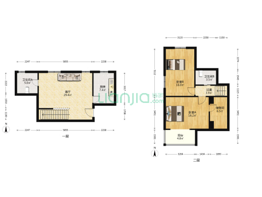 华阳公寓 2室1厅2卫 122平方
