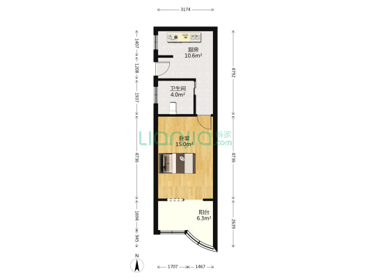 吴兴公寓 1室0厅1卫 52平方