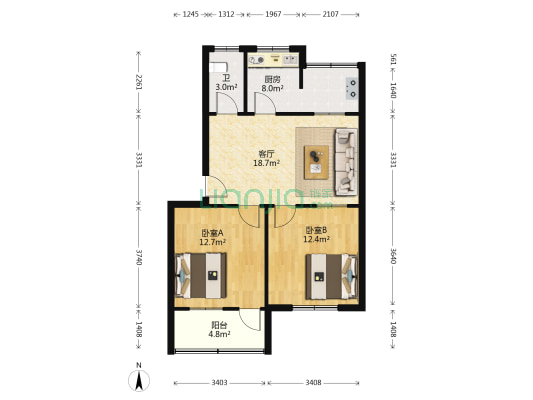 银城小区 2室1厅1卫 72平方