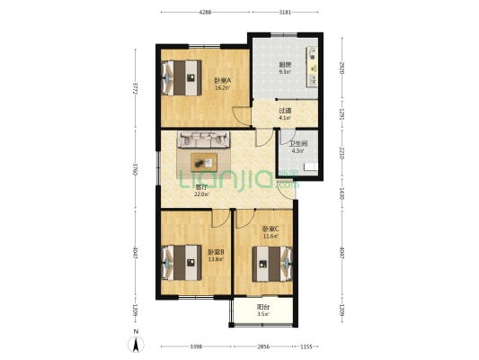 西门大街178号院 3室1厅1卫 100平方