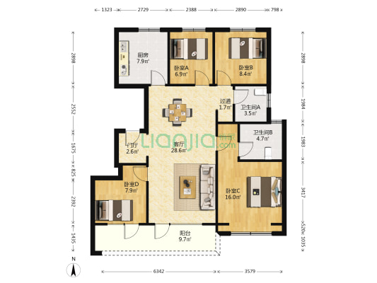 银丰玖玺城翰和府 4室1厅2卫 127平方