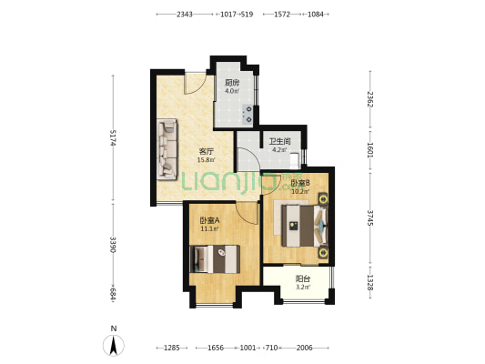 四季花语四期 2室1厅1卫 68平方
