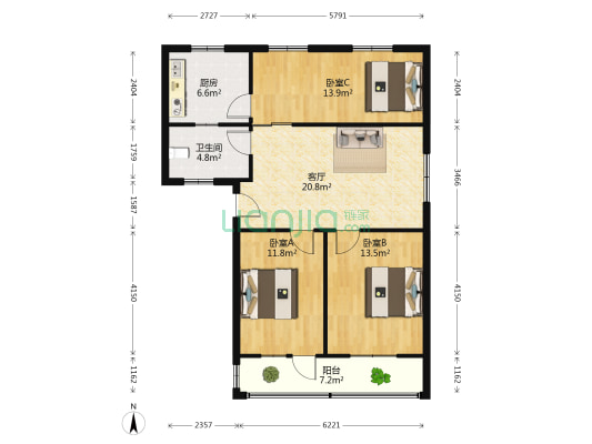许昌市医药公司家属院 3室1厅1卫 102平方
