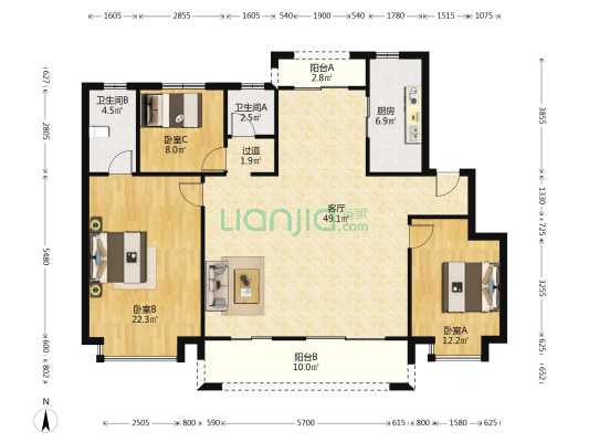 诸暨祥生云栖 3室1厅2卫 138平方