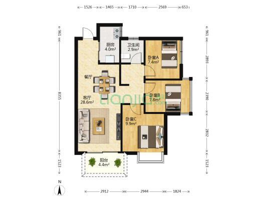 印象·愉景湾 3室1厅1卫 85平方
