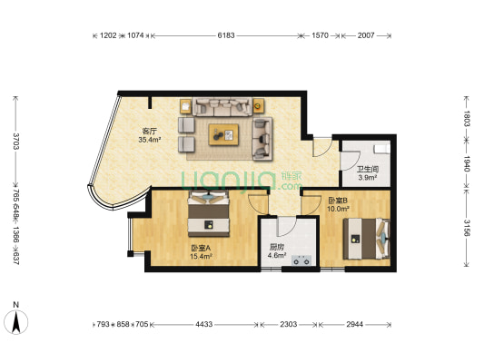 锦绣星城 2室1厅1卫 86平方