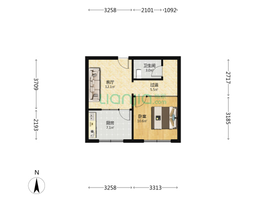 嬴牟家园 1室1厅1卫 50平方