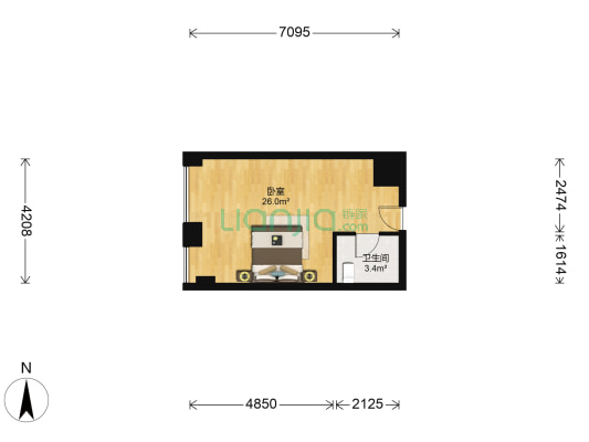 东吴商城 1室0厅1卫 42平方