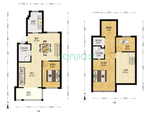 渔化府 3室2厅3卫 98平方