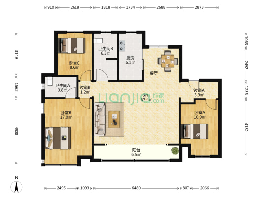 招商·公园1872 3室1厅2卫 143平方