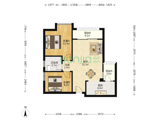 冀东家园 2室1厅1卫 74平方