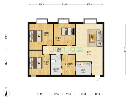 科技路一巷 4室1厅1卫 94平方