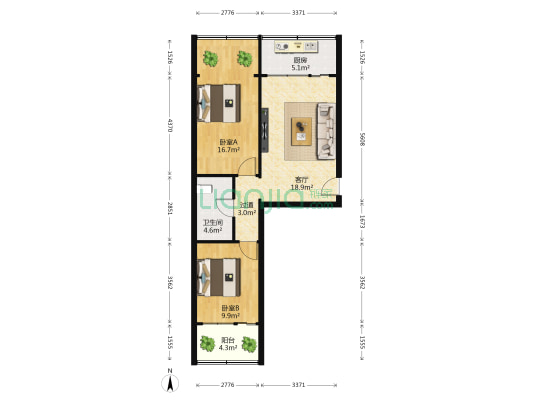 太平洋城住宅楼 2室1厅1卫 79平方