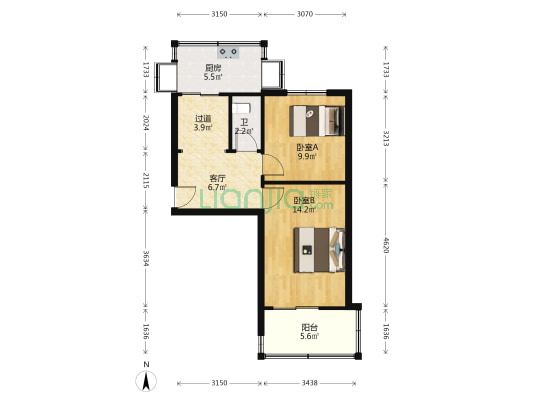 省文物商店宿舍 2室1厅1卫 50平方