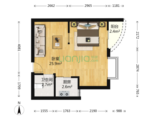 SOHO我的寓所 1室0厅1卫 48平方