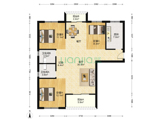 四季永兴 3室1厅2卫 127平方