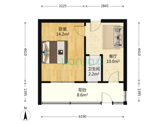 市供销社宿舍 1室1厅1卫 34平方