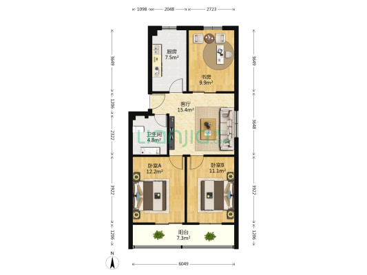 崔庄小区 3室1厅1卫 85平方