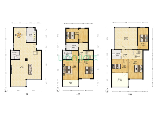 空中别墅 上下三层 只有实地看房 才能了解房子的优点-户型图