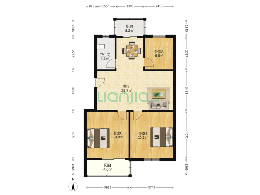 教师南村 3室1厅1卫 97平方