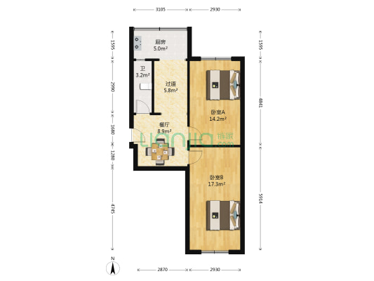 永强小区 2室1厅1卫 66平方