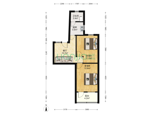 刘家弄小区 2室1厅1卫 55平方