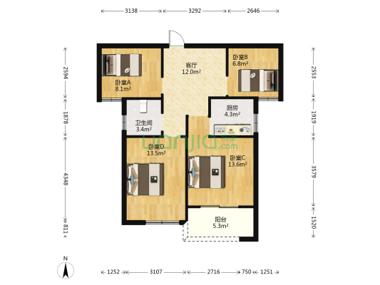 万嘉新城 4室1厅1卫 92平方