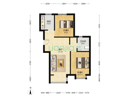 吉祥雅苑 2室1厅1卫 80平方