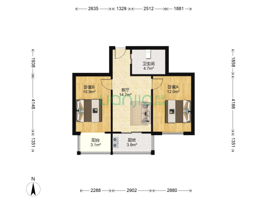 格拉斯香邸 2室1厅1卫 63平方