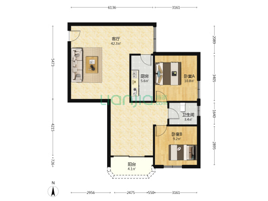 花地湾荷花苑 2室1厅1卫 99平方