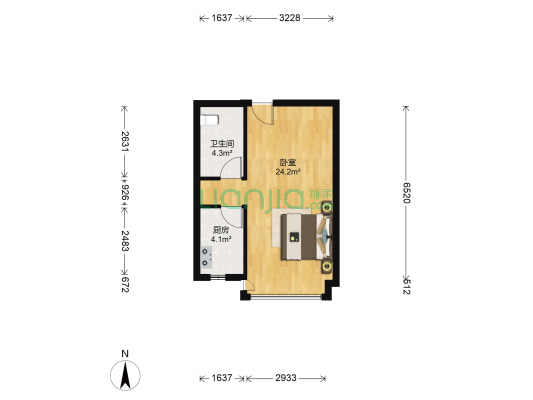 天汇中心 1室0厅1卫 52平方