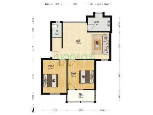 五三西巷8号 2室1厅1卫 78平方