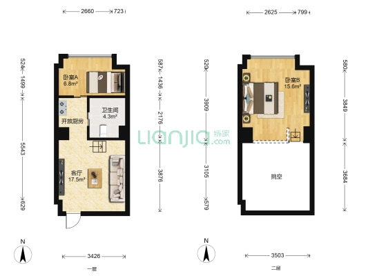 万科海上传奇锦湖居 2室1厅1卫 47平方