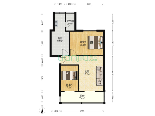 红槽房采石场 2室1厅1卫 63平方