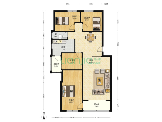 汽运新村 4室1厅1卫 154平方