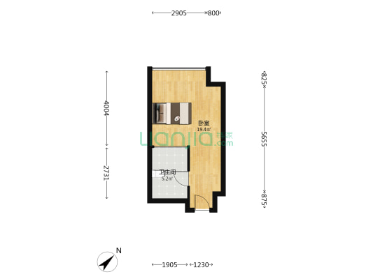 碧桂园未来时光 1室0厅1卫 36平方