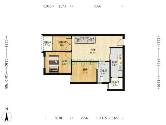 阅景花园 2室1厅1卫 65平方