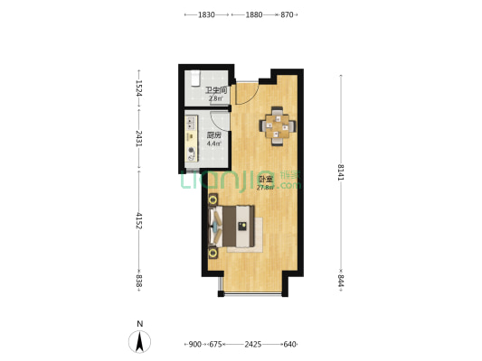 蓝山印象小区 1室0厅1卫 52平方