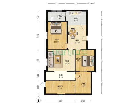 118石油生活区 3室2厅1卫 62平方