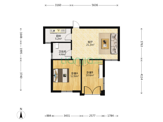御桥嘉园 2室1厅1卫 75平方