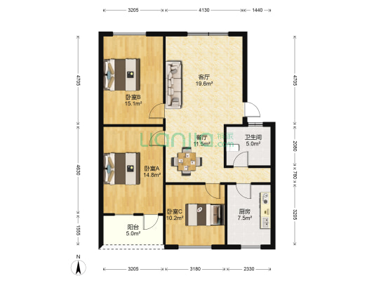 旭日北大道260号 3室2厅1卫 103平方