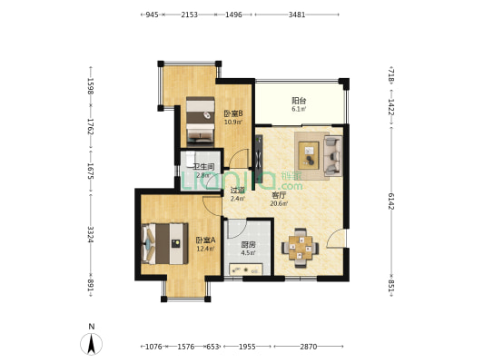 长霖繁华里 2室1厅1卫 86平方