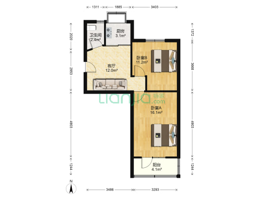 工农村南区 2室1厅1卫 57平方